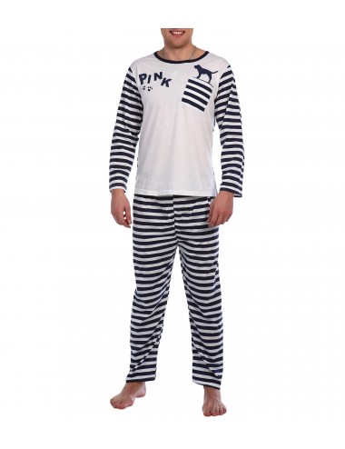 Пижама мужская (бело-синяя полоска) НочС-014